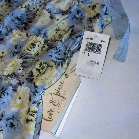 #0201 Love & Piece Collective Sundress, Blue & Yellow, Size L - Picture 5 of 5